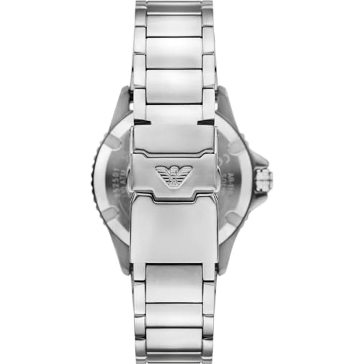 Emporio Armani Herren Analog Quarz Uhr AR11683, Edelstahl Armband, graues Zifferblatt, 42-mm-Gehäuse, wasserdicht bis 100 m – Bild 3