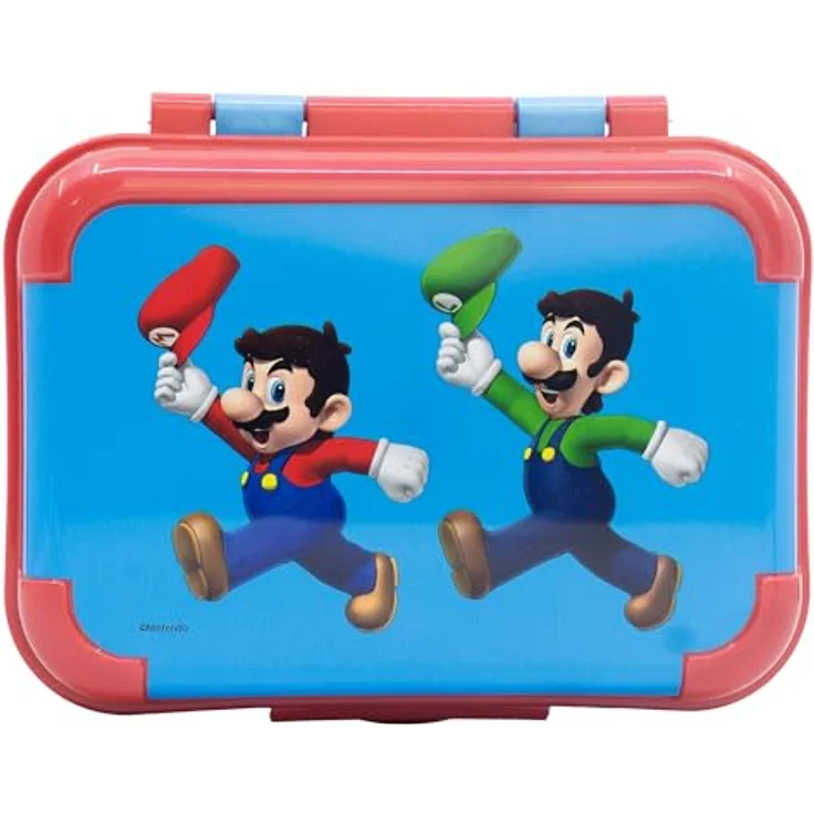 Super Mario Lunchbox, Brotdose für Snacks und Frühstück, mehrfarbig, 6,2 × 13,5 × 17 cm, robustes Material – Bild 2
