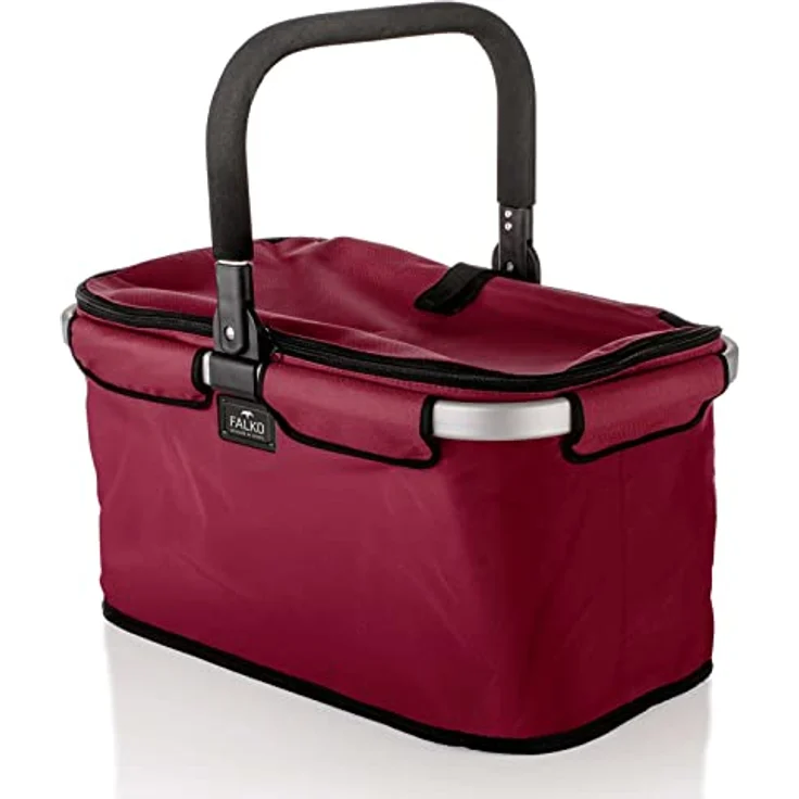 Genius Einkaufskorb Falko Premium, faltbarer Tragekorb mit 22 L Volumen, stabiler Aluminiumrahmen, Reißverschluss und gepolstertem Griff für Picknick und Camping – Bild 6