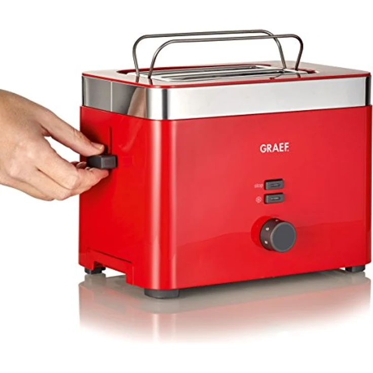 Graef TO 63 2-Schlitz-Toaster, 1000 Watt, 6 Bräunungsstufen, Kunststoff, Edelstahl, rot – Bild 4
