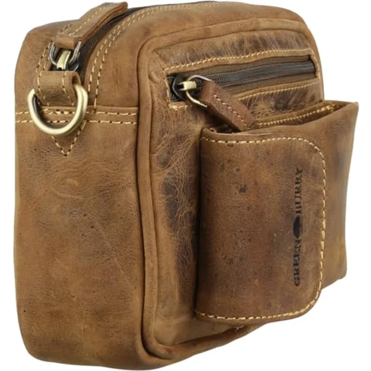 Greenburry Vintage Herrentasche aus Leder, 22 cm, mit Außentasche und Reißverschluss, braun – Bild 3