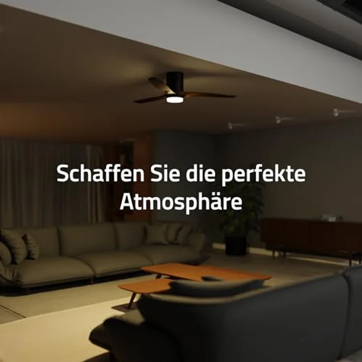 Hombli Deckenventilator mit Licht, sechs Geschwindigkeiten, RGB-LED-Beleuchtung, Schwarz – Bild 5