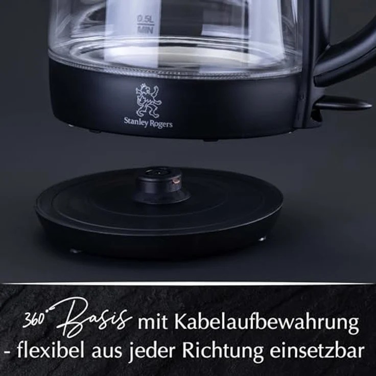Stanley Rogers Glas-Wasserkocher 1,7L mit LED-Betriebsanzeige, Überhitzungs- und Trockenauslaufschutz, kabelbetrieben, 2200 W – Bild 5