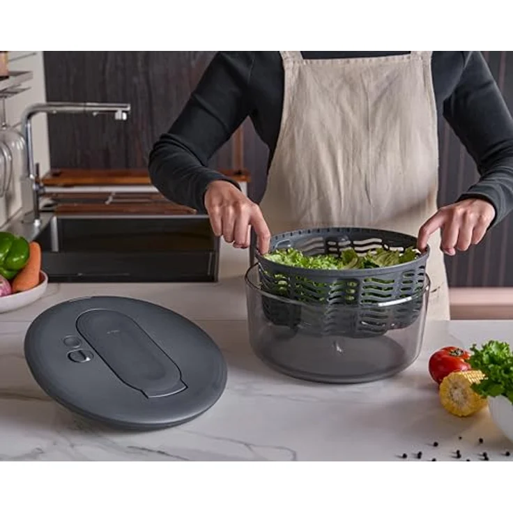 Zyliss Swift Dry Salatschleuder Groß, 6L mit AquaVent™-Technologie, Seilzug und rutschsicherem Boden, spülmaschinengeeignet – Bild 3