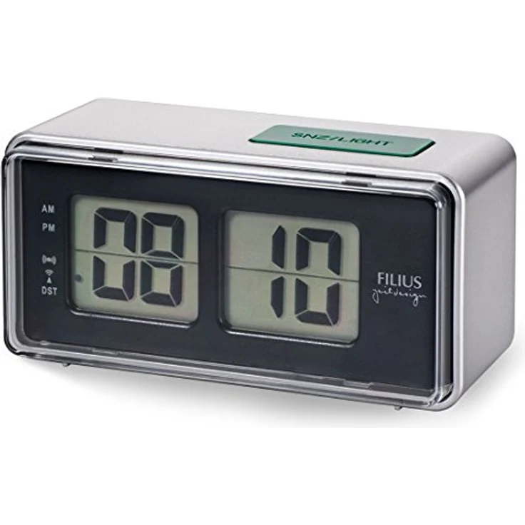 FILIUS zeitdesign Filius Funkwecker TIME (0531-19), digitaler Funkwecker mit DCF 77 Technologie, Silber, LCD-Anzeige, Snooze-Funktion, inklusive Batterien – Bild 1