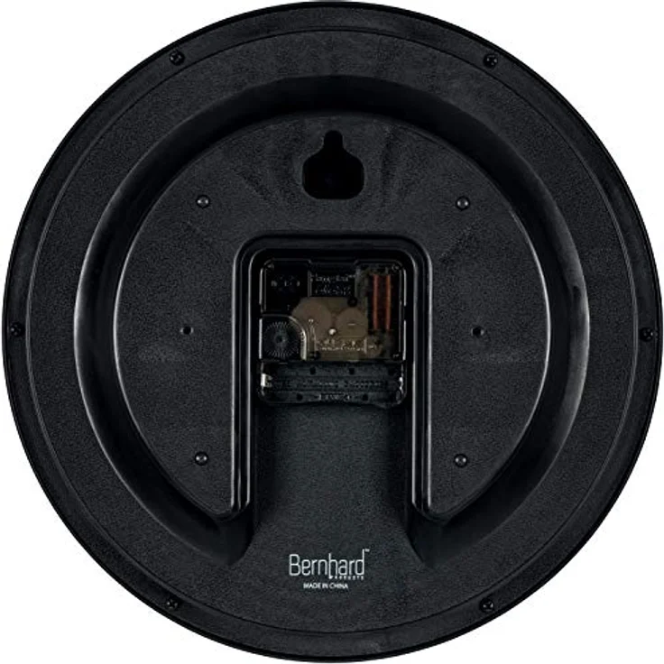 Bernhard Products Schwarze Wanduhr, geräuschlos, Nicht tickend, 25,4 cm, Quarz, batteriebetrieben, rund, leicht zu lesen, Zuhause/Büro/Küche/Klassenzimmer/Schuleuhr, Uhrwerk – Bild 4