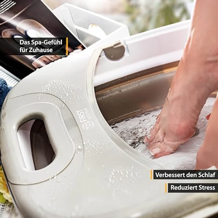 TZS First Austria Klappbares Fußsprudelbad mit Heizung | Grau | Vibration & Sprudelfunktion | Fuß-Massage-Gerät | Fußbadewanne | max. 45°C | Pediküre – Bild 3