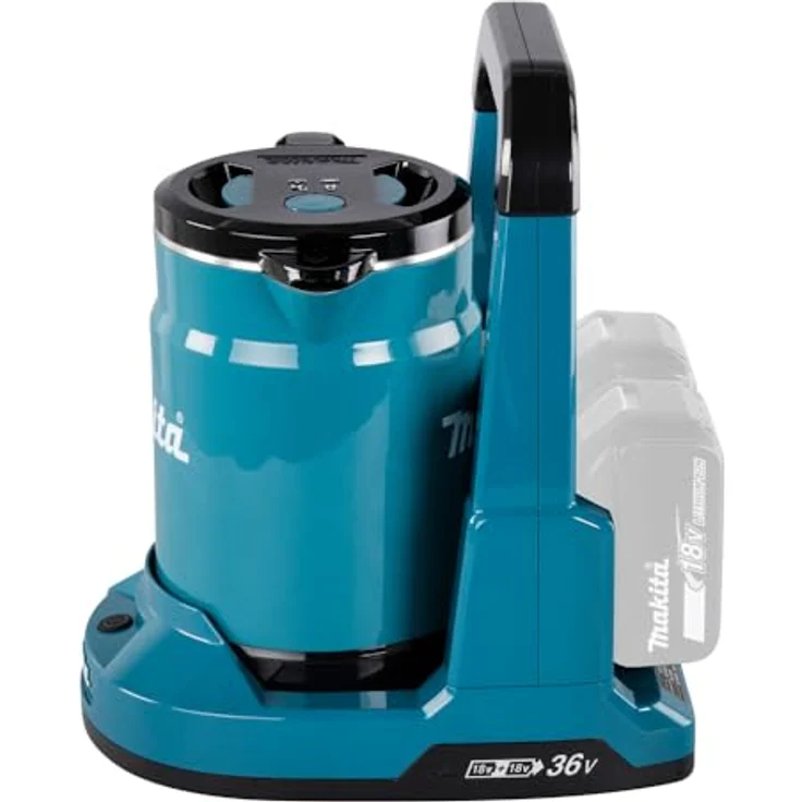 Makita DKT360Z Akku-Wasserkocher 2x18V (ohne Akku, ohne Ladegerät), 0,8 Liter, Wasserstandsanzeige, Abschaltautomatik, Trockengehschutz, Überlaufschutz, blau  – Bild 4
