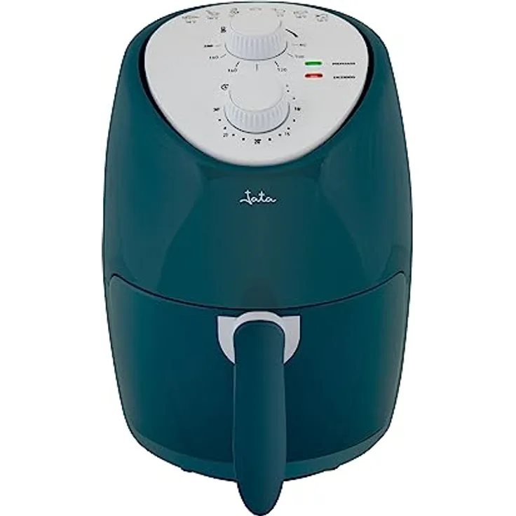JATA JEFR5392 Ölfreie Fritteuse, 2 Liter, Temperaturregelung (80-200 Grad) 30 Minuten Timer, Antihaft-Korb, 1000 W, BPA-frei, kompaktes Design