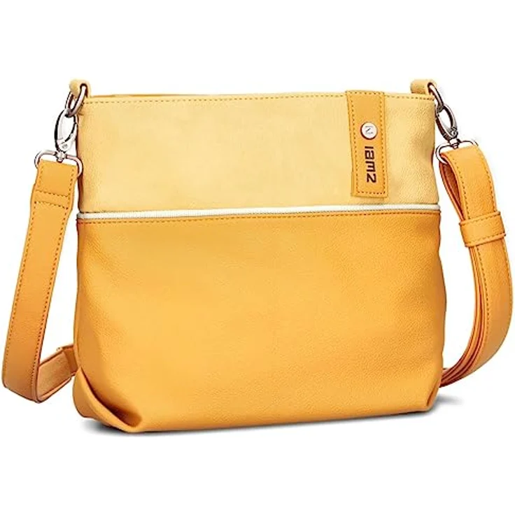Zwei Beuteltasche Jana J8, stilvolle Umhängetasche aus weichem Kunstleder, gelb, 2 Tragevarianten, 27 x 10 x 23 cm – Bild 1