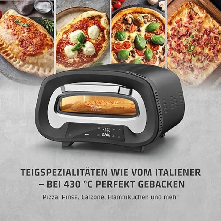 Caso PizzaChef 2984 Pizzaofen, 8 Automatikprogramme, inkl. Pizzastein, Schwarz – Bild 4