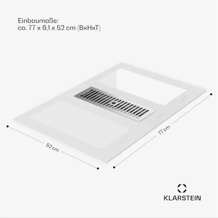 Klarstein Full House 77 DownAir System, Induktionskochfeld mit integriertem Dunstabzug, 391m³/h Luftstrom, Touch Control, Energieklasse A+ – Bild 8