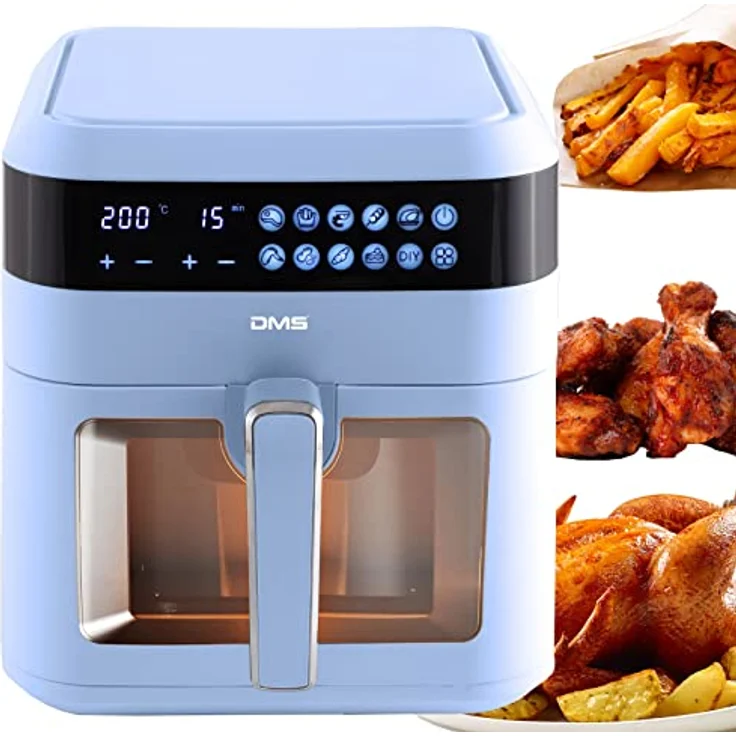 DMS XXXL 7 Liter Heißluftfritteuse fettfrei und ohne Öl | inkl. 10 Programmen und digitalem Touch Display | Timer | HFG-7 (Blue) – Bild 2