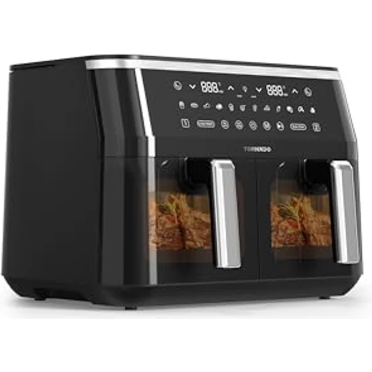 Tornado TAFT-1000-GS, Heißluftfritteuse mit Dual Zone, 2x 4,5 Liter, 3100 Watt, 12 automatische Programme, Sichtfenster mit Innenbeleuchtung – Bild 2