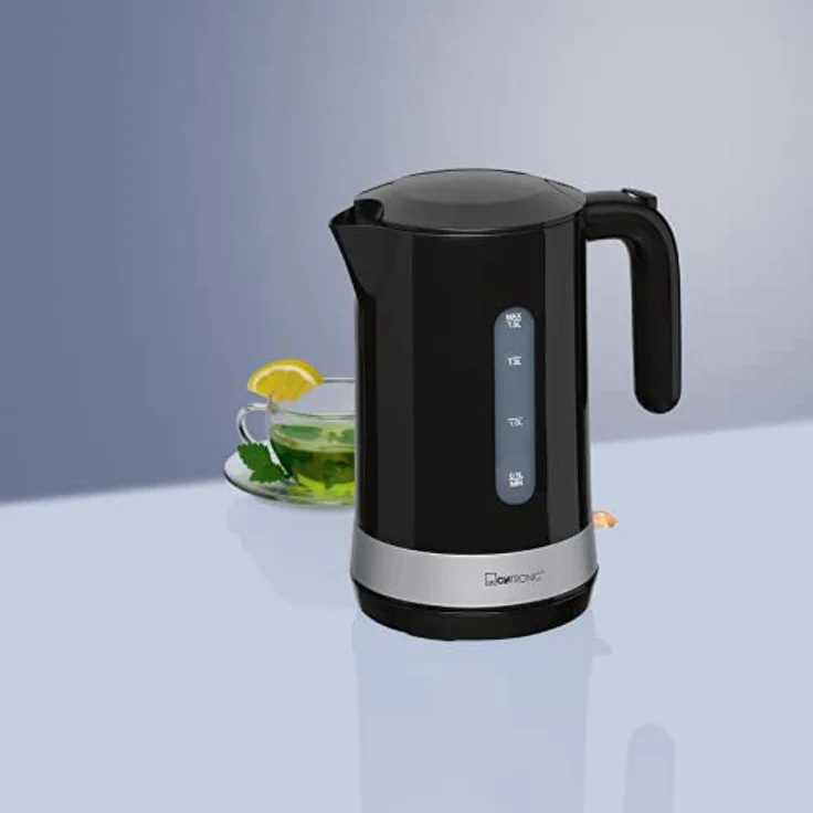 Clatronic WK 3452 Wasserkocher, 1,8 L, 2 außenliegende Wasserstandsanzeigen, Kalkfilter (heruasnehmbar), schwarz – Bild 11