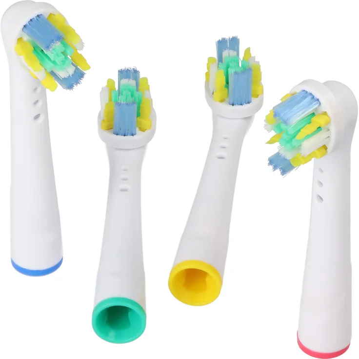 AccuCell 4 Stück Deep Cleaning Brush Ersatz-Zahnbürstenkopf für elektrische Zahnbürsten von Oral-B, kompatibel mit D10, D12, D16 - gründliche Reinigung, sanft zum Zahnfleisch