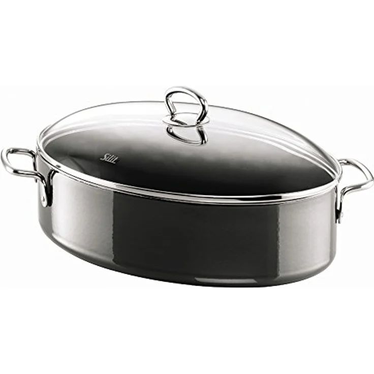 Silit Professional oval Bräter, mit Glasdeckel 36 x 25,5 x 20 cm, Silargan Funktionskeramik, induktionsgeeignet, backofenfest, schwarz, 8,1 l – Bild 2
