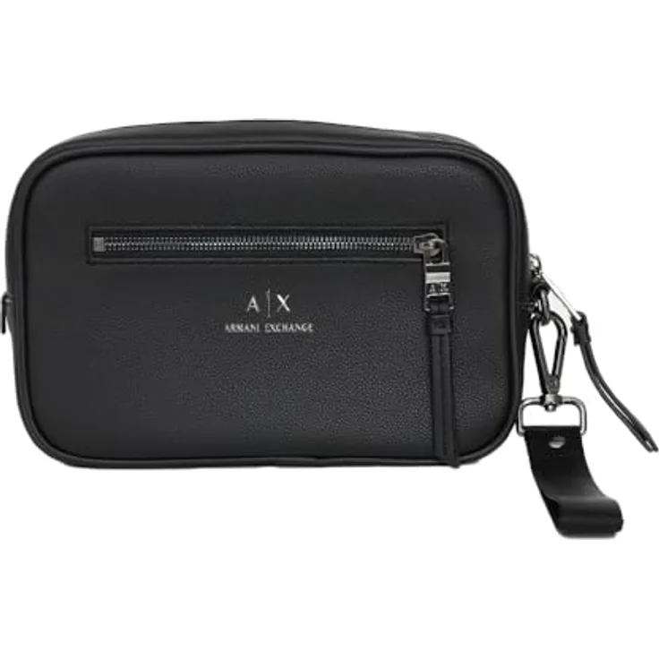 ARMANI EXCHANGE Umhängetasche Herren Kosmetiktasche Synthetisch BEAUTY CASE, Einfarbiger Kulturbeutel mit Brand Logo, schwarz