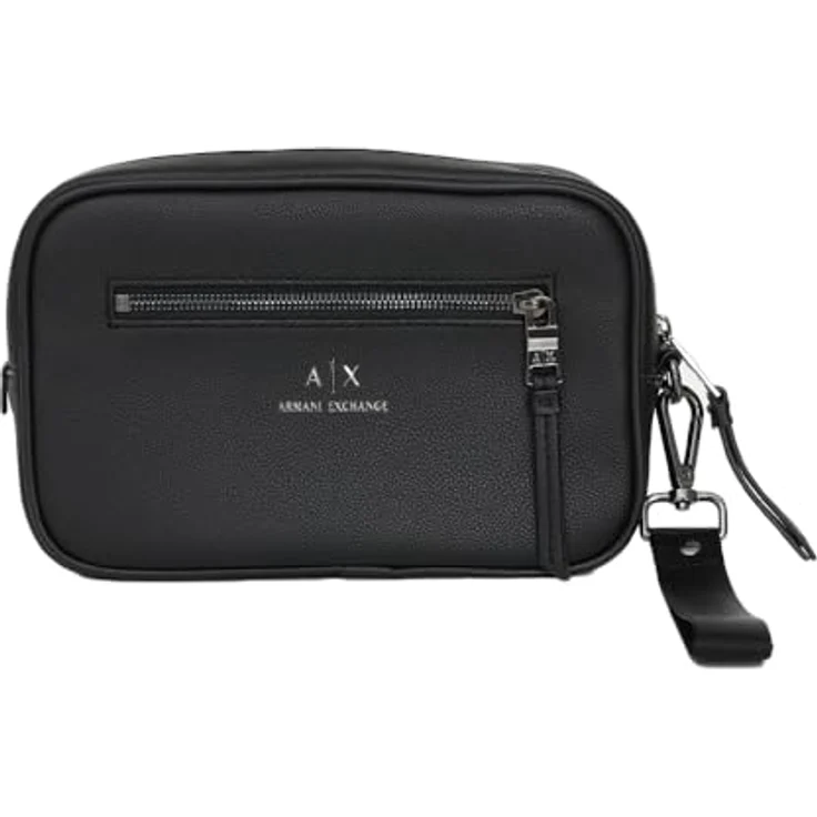 ARMANI EXCHANGE Umhängetasche Herren Kosmetiktasche Synthetisch BEAUTY CASE, Einfarbiger Kulturbeutel mit Brand Logo, schwarz – Bild 1