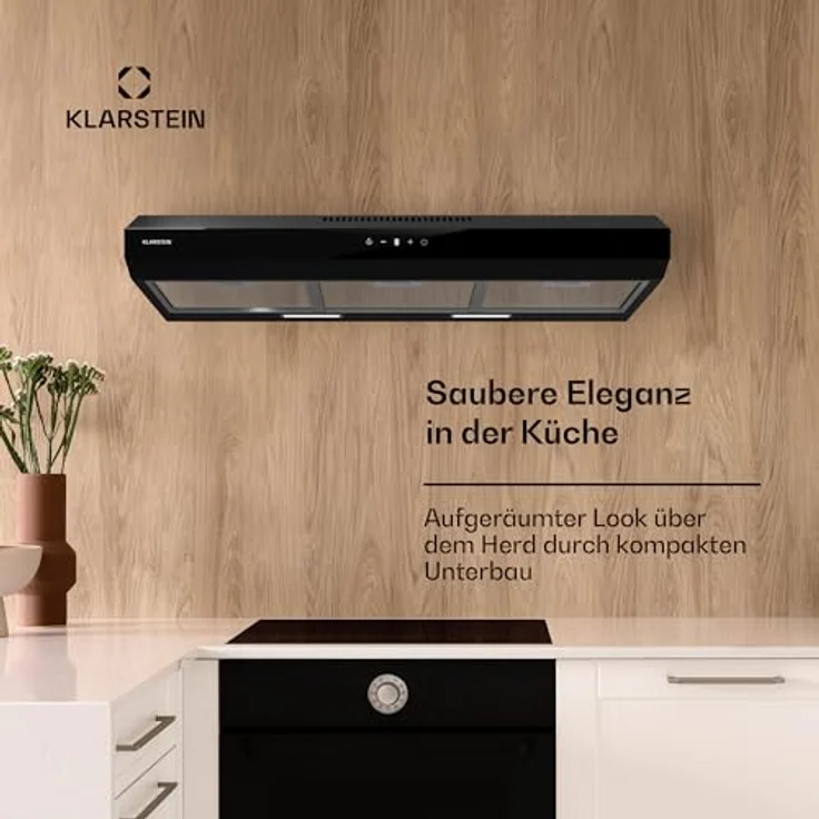 Klarstein Contempo Neo Unterbauhaube, Dunstabzugshaube mit 175 m³/h Abluftleistung, Edelstahl/Acrylglasfront, Touch-Steuerung, Umrüstbar auf Umluftbetrieb – Bild 2