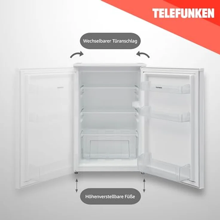 TELEFUNKEN Kühlschrank ohne Gefrierfach | Freistehend | 135 Liter Nutzinhalt | Kühlschrank klein mit Gemüsefach | LED-Beleuchtung | Türanschlag wechselbar | C-135-100-W weiß – Bild 4
