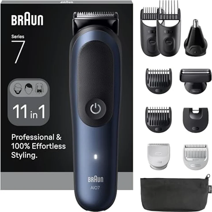 Braun All-in-One Series 7, 11-in-1 Groomingset, ProBlade, AutoSense, 120 Min Akku, AIO7540, Blau – Bild 1