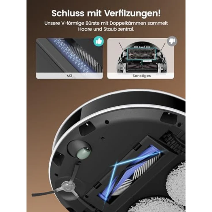 LEFANT M3 Saugroboter mit Wischfunktion, 12000 Pa Saugleistung, Automatische Staubentleerung, LiDAR Navigation, Teppicherkennung, App & Sprachsteuerung, 8 Wochen Hands-Free Reinigung, Schwarz – Bild 5