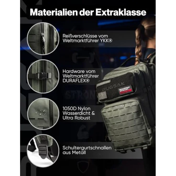 RUGSAK Alpha 45L Rucksack Steel Gray – Wasserabweisend, 18-Zoll Laptopfach, Ergonomisch, Reise, Alltag & Outdoor – Bild 4