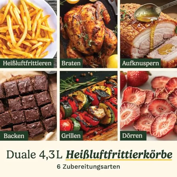 Cuisinart Tri Zone 13,6L Heißluftfritteuse & Ofen, PFAS-frei, 3 Zonen, 2×4,3L Körbe + 5L Schublade, 9-in-1: Frittieren, Backen, Grillen, Dörren, Pizza, Toast, Sync & Match – Bild 3
