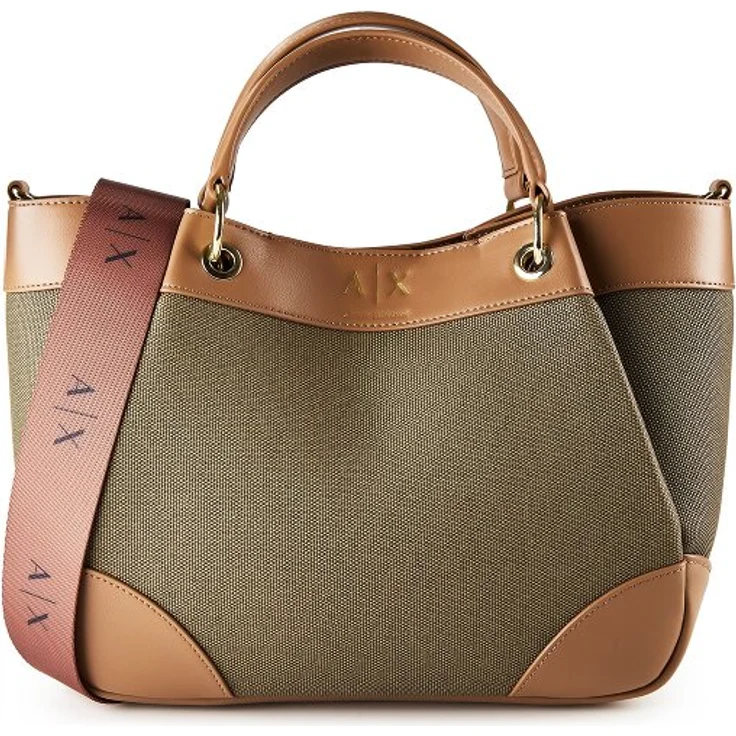 Armani Exchange Wave Shopper Tasche, 28 cm, grün, 100% Canvas, 28 x 12 x 22.5 cm