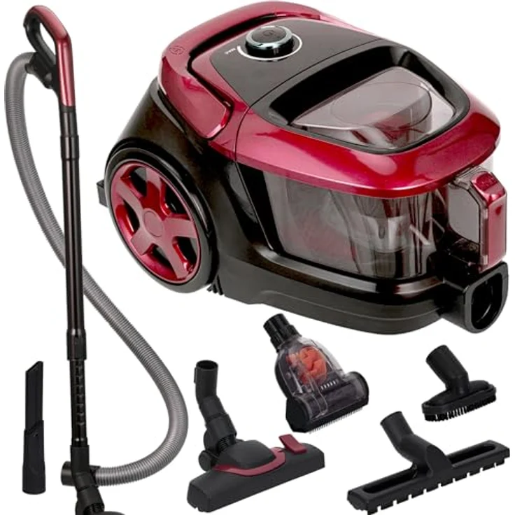 MPM MOD-61, Beutelloser Zyklon-Staubsauger mit 850 W, HEPA-Filter und 2,5 L Staubbehälter, rot – Bild 1
