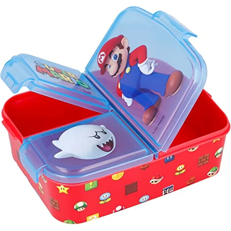 Super Mario Kinder Premium Brotdose Lunchbox Frühstücks-Box Vesper-Dose mit 3 Fächern – Bild 3