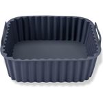 Fackelmann Silikonform für Heißluftfritteuse, 17 cm eckig, aschgrau, antihaftbeschichtet und spülmaschinengeeignet für knusprige Gerichte