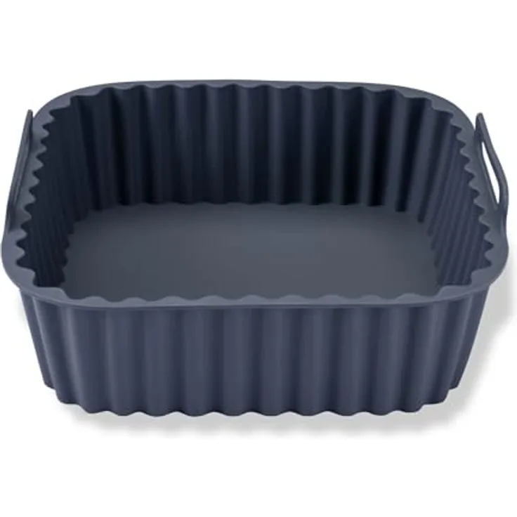 Fackelmann Silikonform für Heißluftfritteuse, 17 cm eckig, aschgrau, antihaftbeschichtet und spülmaschinengeeignet für knusprige Gerichte