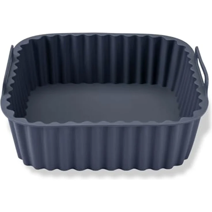 Fackelmann Silikonform für Heißluftfritteuse, 17 cm eckig, aschgrau, antihaftbeschichtet und spülmaschinengeeignet für knusprige Gerichte – Bild 1