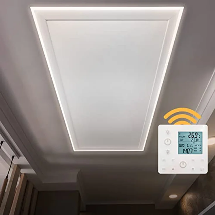 Heidenfeld Infrarotheizung HF-HP500 mit Licht | 𝟭𝟬 𝐉𝐀𝐇𝐑𝐄 𝐆𝐀𝐑𝐀𝐍𝐓𝐈𝐄 - LED Rahmen - Infrarot Deckenheizung mit Thermostat - Deutsche Qualitätsmarke - Fernbedienung (800 Watt Warmweiß) – Bild 1