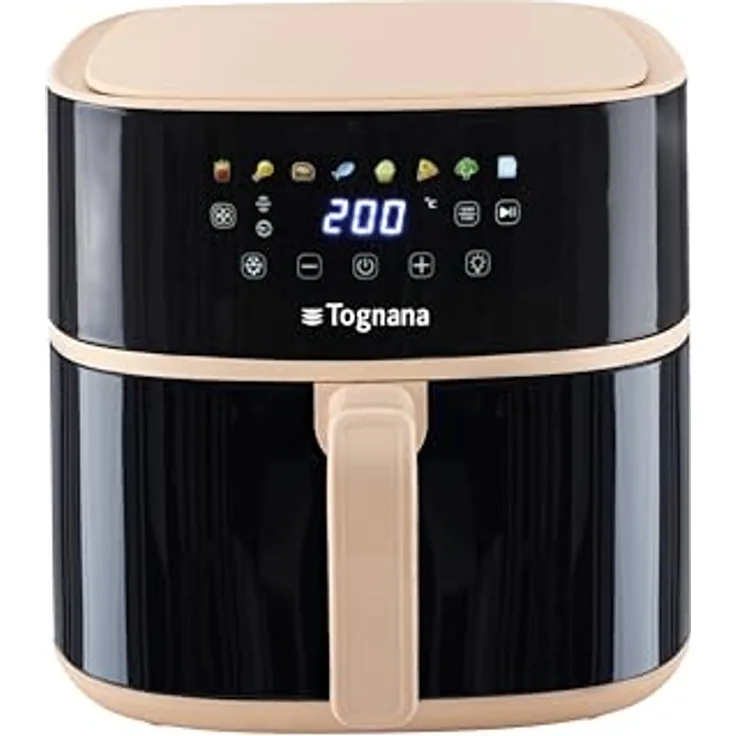 Tognana Iridea Heißluftfritteuse 8 L, digitale Steuerung, multifunktional, Champagner