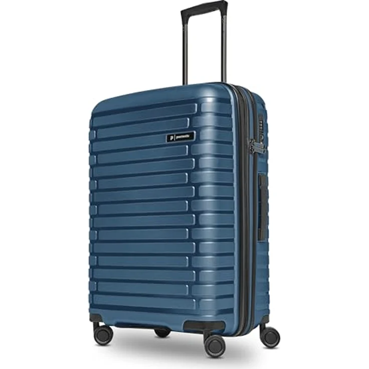 Pactastic Collection 04 THE MEDIUM, 4 Rollen Trolley M 66 cm mit Dehnfalte, blau-metallic, 100% Polypropylen – Bild 1