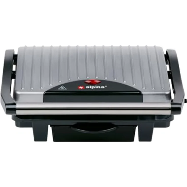 alpina Kontaktgrill Optigrill 230V/1000W, Tischgrill mit Antihaftbeschichtung und Tropfschale, Schwarz/Rot – Bild 2