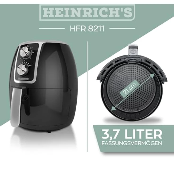 Heinrich´s Heißluftfritteuse, 1500,00 W, Air fryer, Timerfunktion – Bild 2