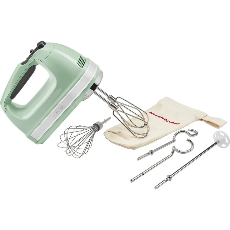 KitchenAid Handmixer 5KHM9212EPT, 85 W mit 9 Geschwindigkeitsstufen, Edelstahl-Turborührbesen und Knethaken, Eisgrau