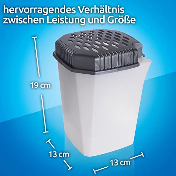 Bestlivings Luftentfeuchter mit Ausgießer ohne Strom, 2x 680gr. Granulat, Wiederverwendbar, hält 4 Monate - Raumentfeuchter für Küche Badezimmer – Bild 4