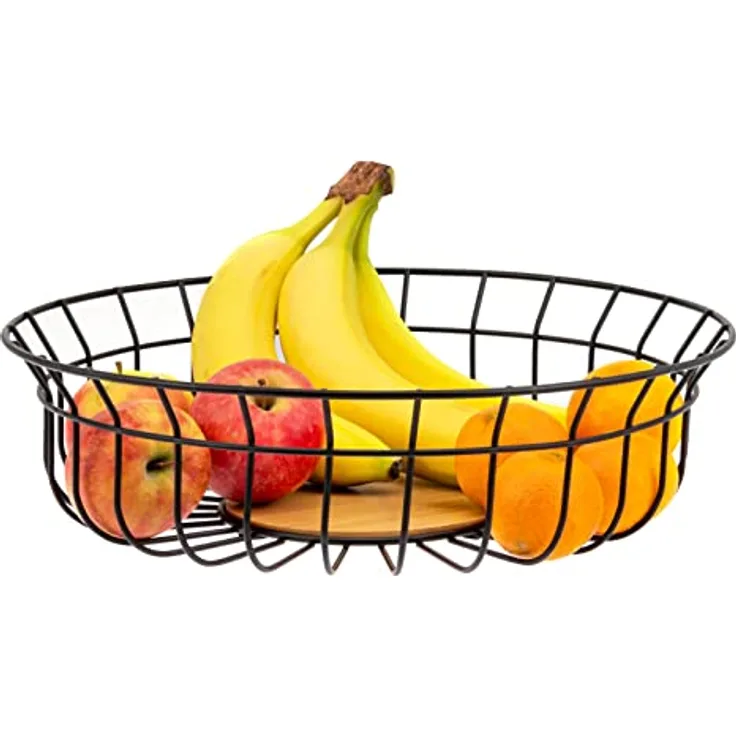 bremermann Obstkorb, Obstschale rund, Ø ca. 35,5 cm, schwarz matt, Bambusboden