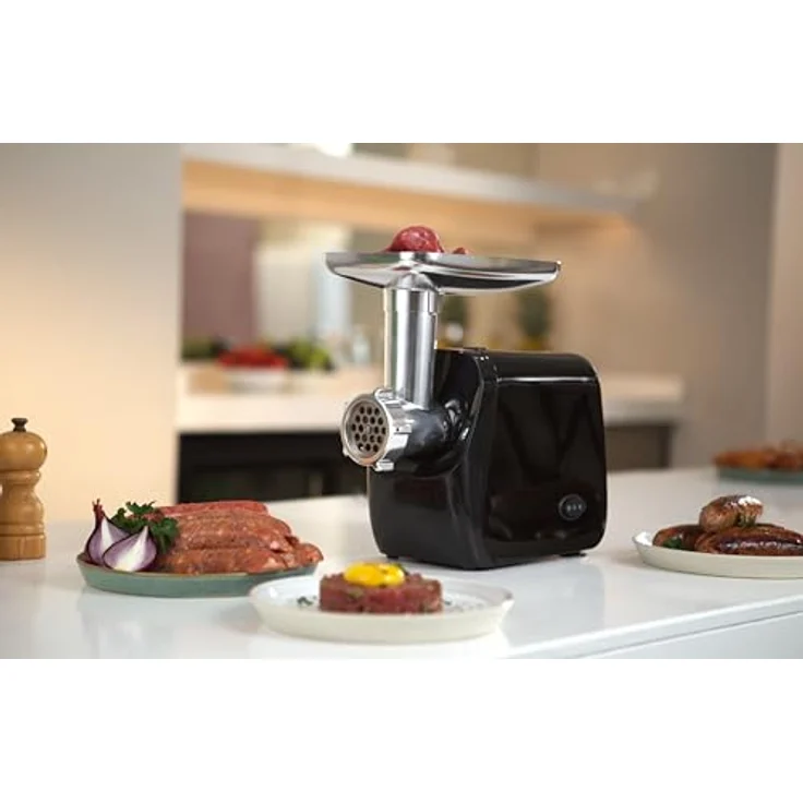 Emerio Fleischwolf MG-130207, 600 W elektrisch mit 3 Fleischeinsätzen und Wurststopfaufsatz – Bild 5