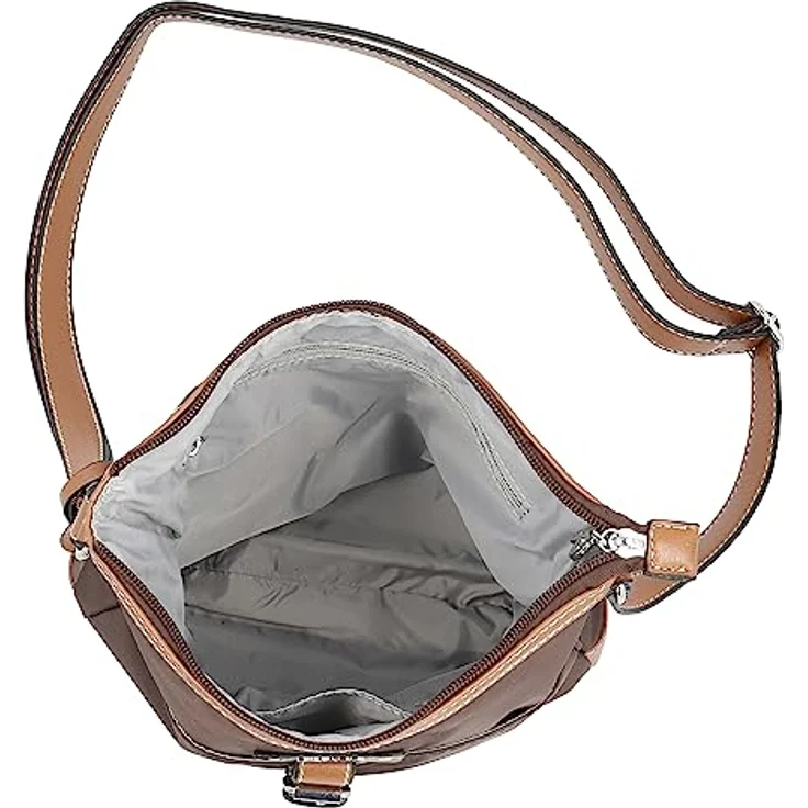 Picard Schultertasche Sonja, Umhängetasche aus robustem Nylon, braun, mit Reißverschlussfächern und 2 L Volumen – Bild 5