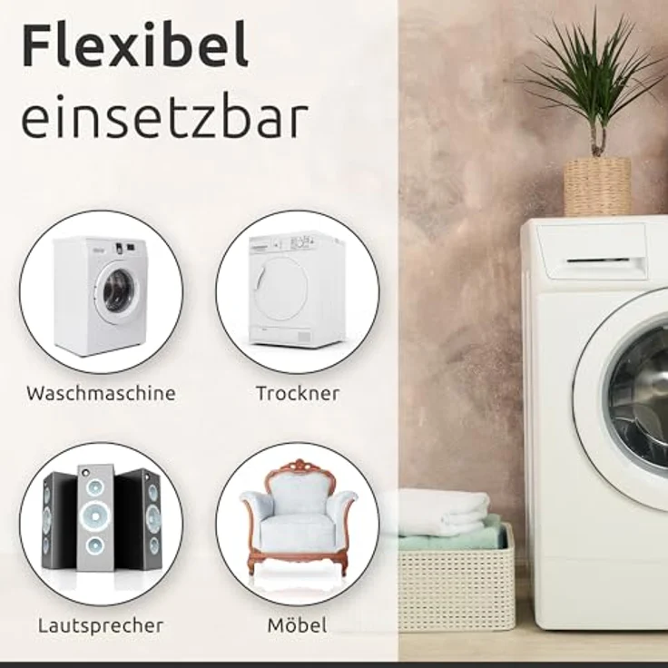 EN 4x Schwingungsdämpfer-Pads Waschmaschine Set, Schalldämpfer & Schallschutz Trockner, Anti V – Bild 7