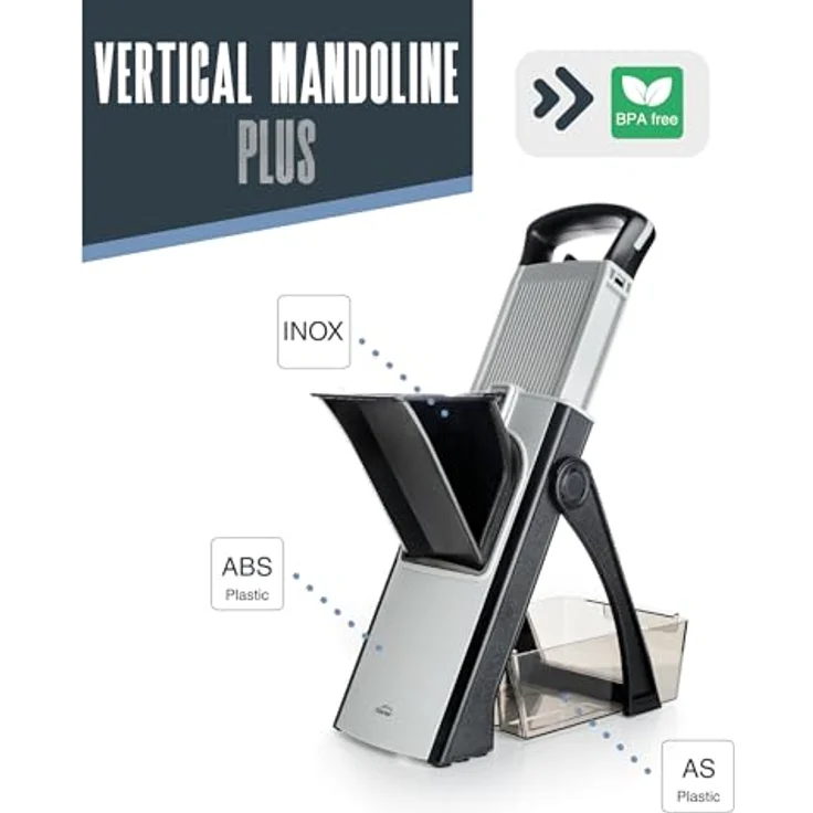 Lacor Vertical Plus Mandoline 60860, Edelstahlklinge, BPA-frei, klappbar, 4 Schnittarten, Maße: 31x41 cm – Bild 4