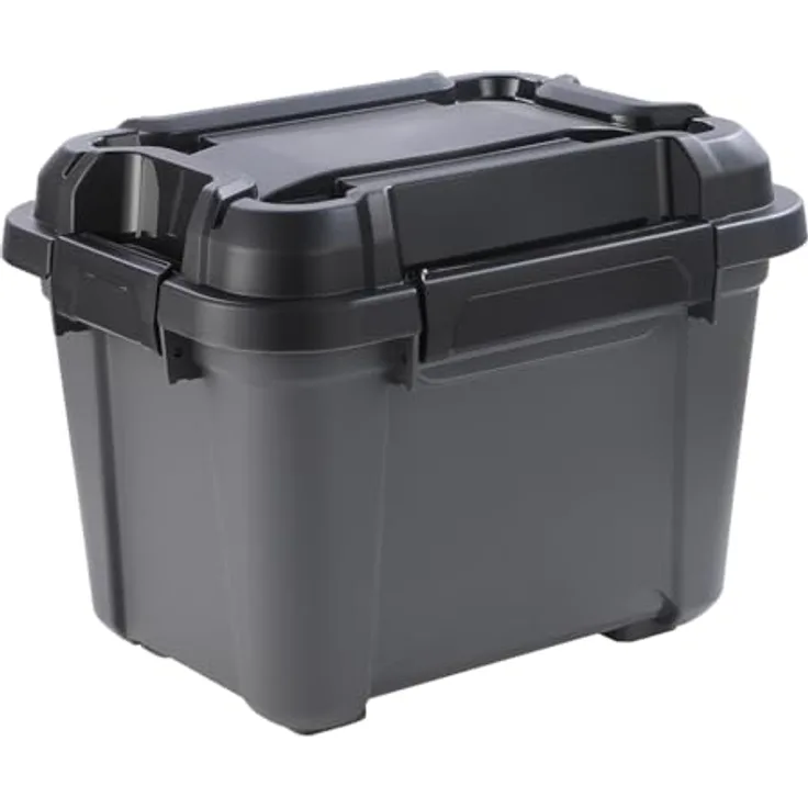 Kreher® Bunker Tough Lagerbox 18L mit Deckel und Silikondichtung, IP67 zertifiziert, aus robustem recyceltem Kunststoff, schwarz