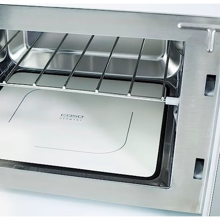 Caso MCG25 Ceramic chef 3in1 Mikrowelle mit Grill und Heißluft, 2050 Watt, Standgerät, Keramikboden, Grill-Rost für 2 Ebenen, 110-200°C, 25 Liter Garraum, Edelstahl verspiegelt – Bild 2
