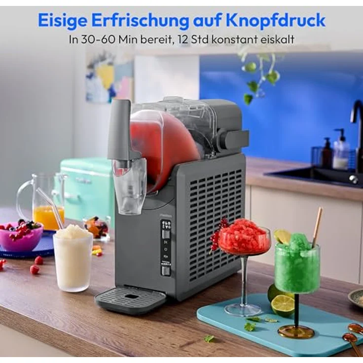 MEDION Slush Maschine MD12090, 2,6 Liter Kapazität, 5 Getränkemodi, Kompressor, schnelle Zubereitung in 30-60 Minuten, abnehmbarer Tank mit Selbstreinigungsfunktion – Bild 2